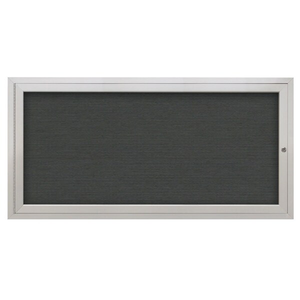 72"x36" 3-Door Enclosed Outdoor Letterboard, Hdr, Grey Felt/Satin